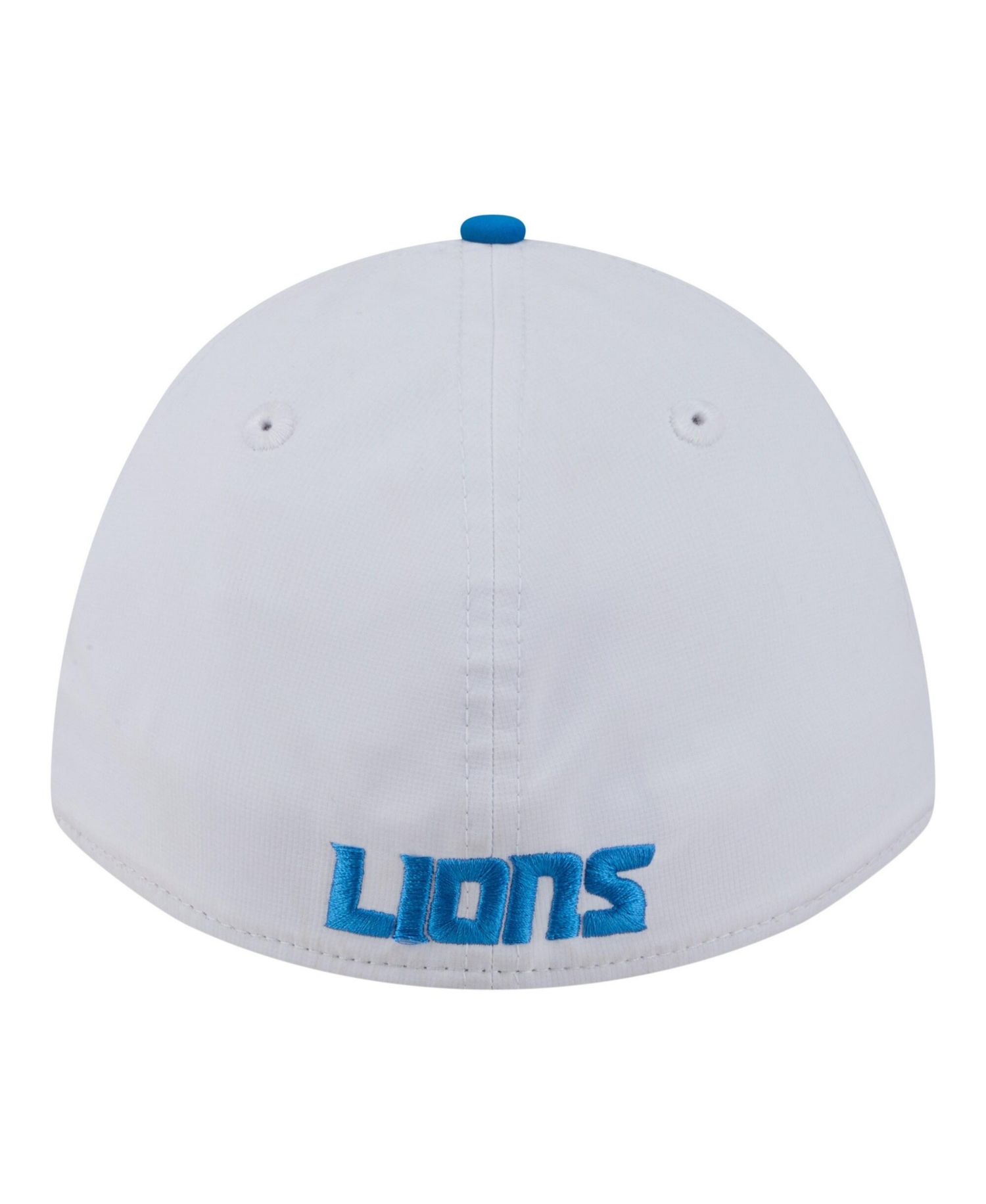 Men's White/Blue Detroit Lions Patch 39THIRTY A-Frame M-Crown Perforated Flex Hat