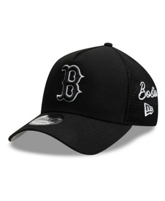 Men's Black Boston Red Sox Side Script 9FORTY A-Frame Trucker Adjustable Hat