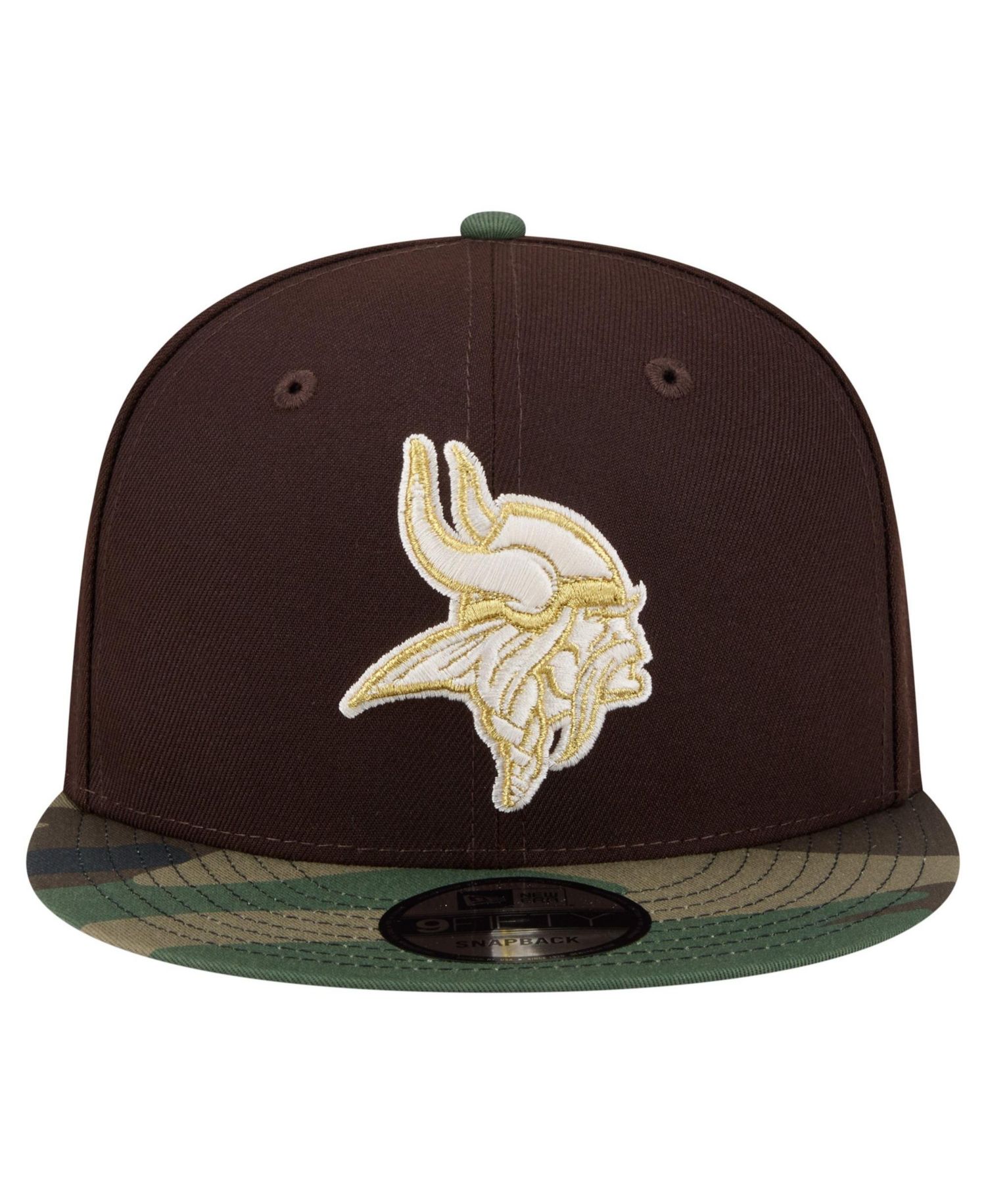 Men's Dark Brown Minnesota Vikings Burnt Wood Camo 9FIFTY Snapback Hat