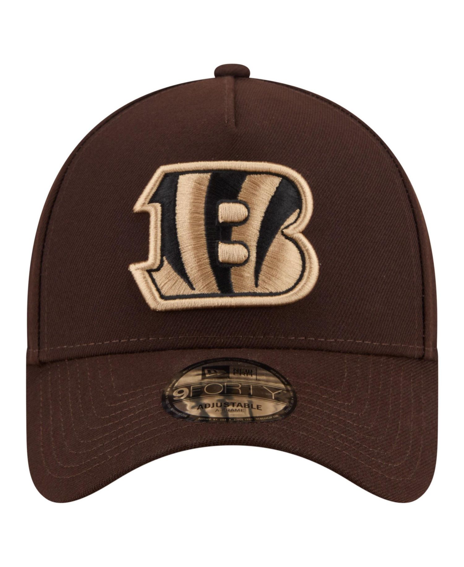 Men's Dark Brown Cincinnati Bengals Burnt Wood A-Frame 9FORTY Adjustable Hat