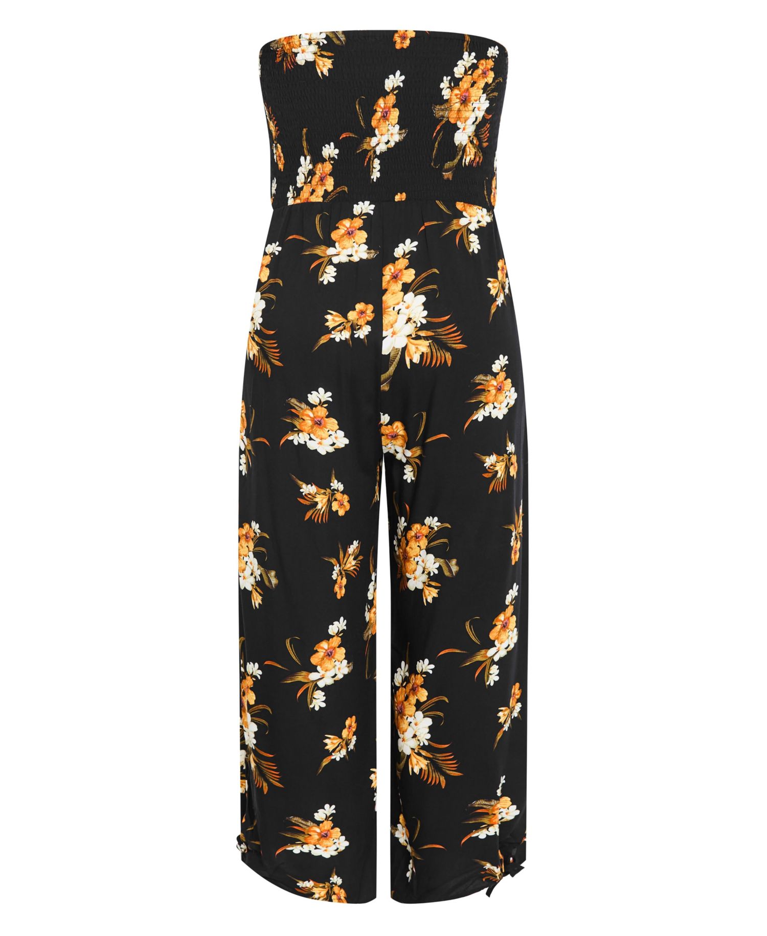 Plus Size Aruba Print Strapless Wide-Leg Jumpsuit