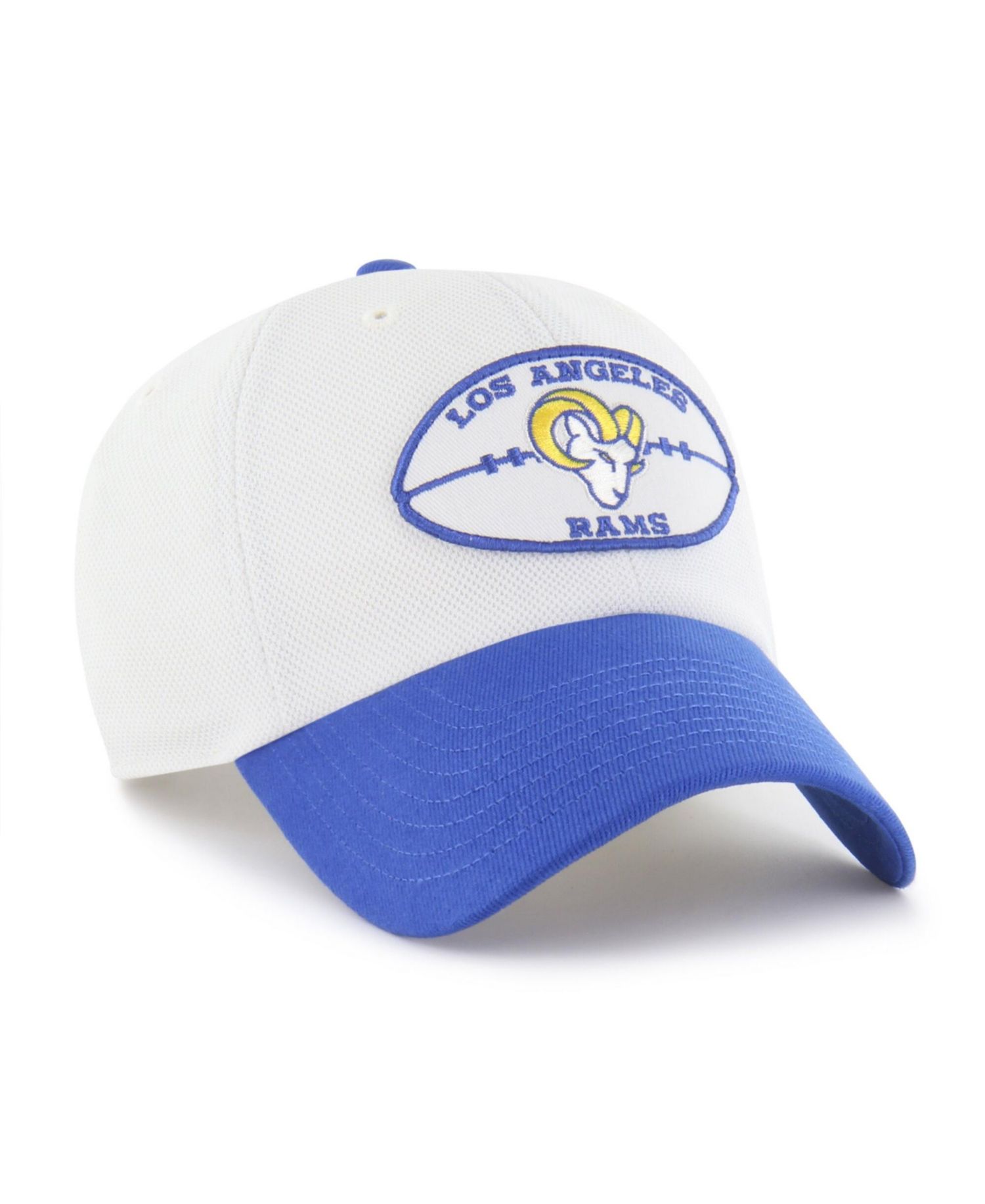 Men's Cream/Royal Los Angeles Rams Pique Patch Clean Up Adjustable Hat