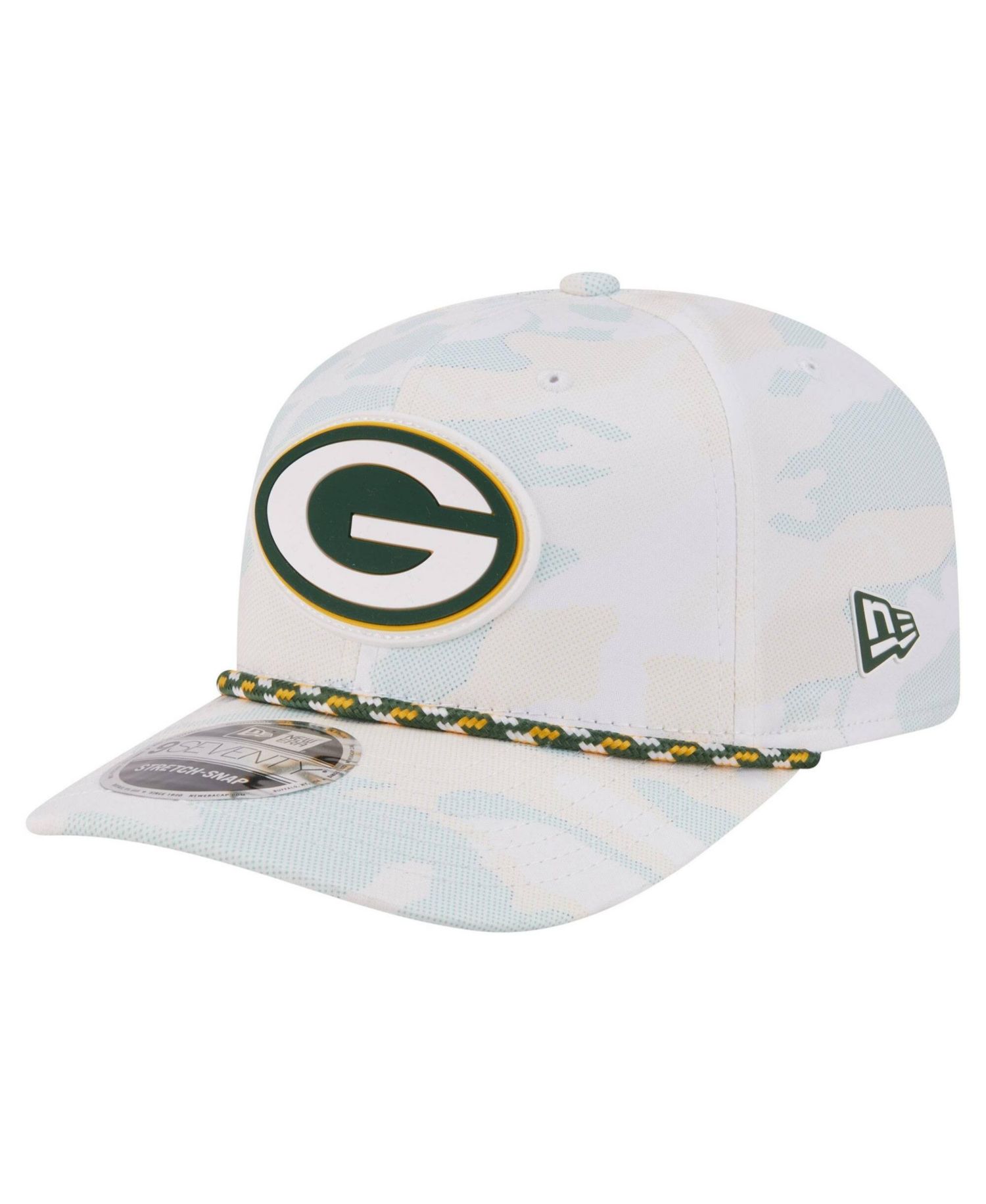 Men's White Green Bay Packers Camo Rope 9SEVENTY Adjustable Hat