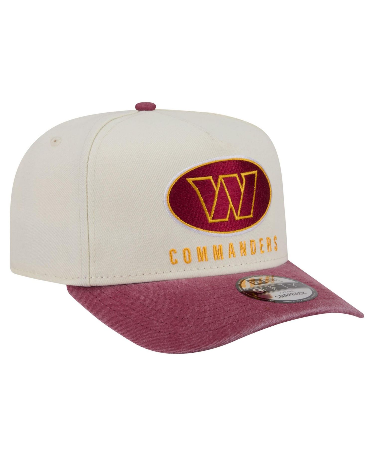 Men's Cream/Burgundy Washington Commanders Washed A-Frame 9FIFTY Snapback Hat