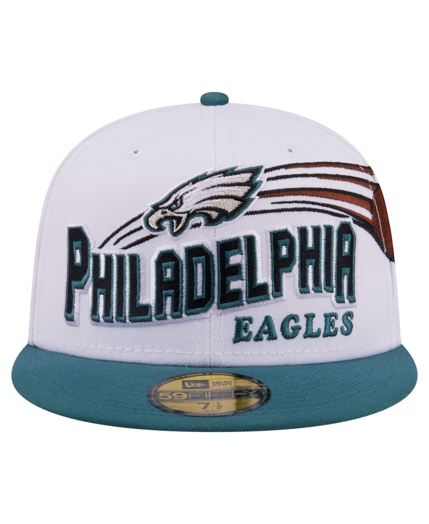 Men's White/Midnight Green Philadelphia Eagles Retro Swoop 59FIFTY Fitted Hat