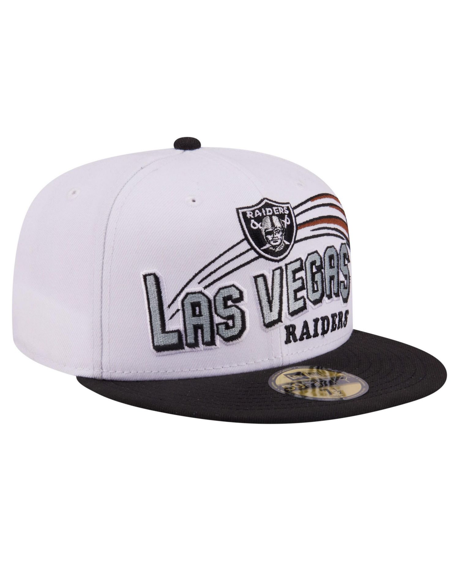 Men's White/Black Las Vegas Raiders Retro Swoop 59FIFTY Fitted Hat