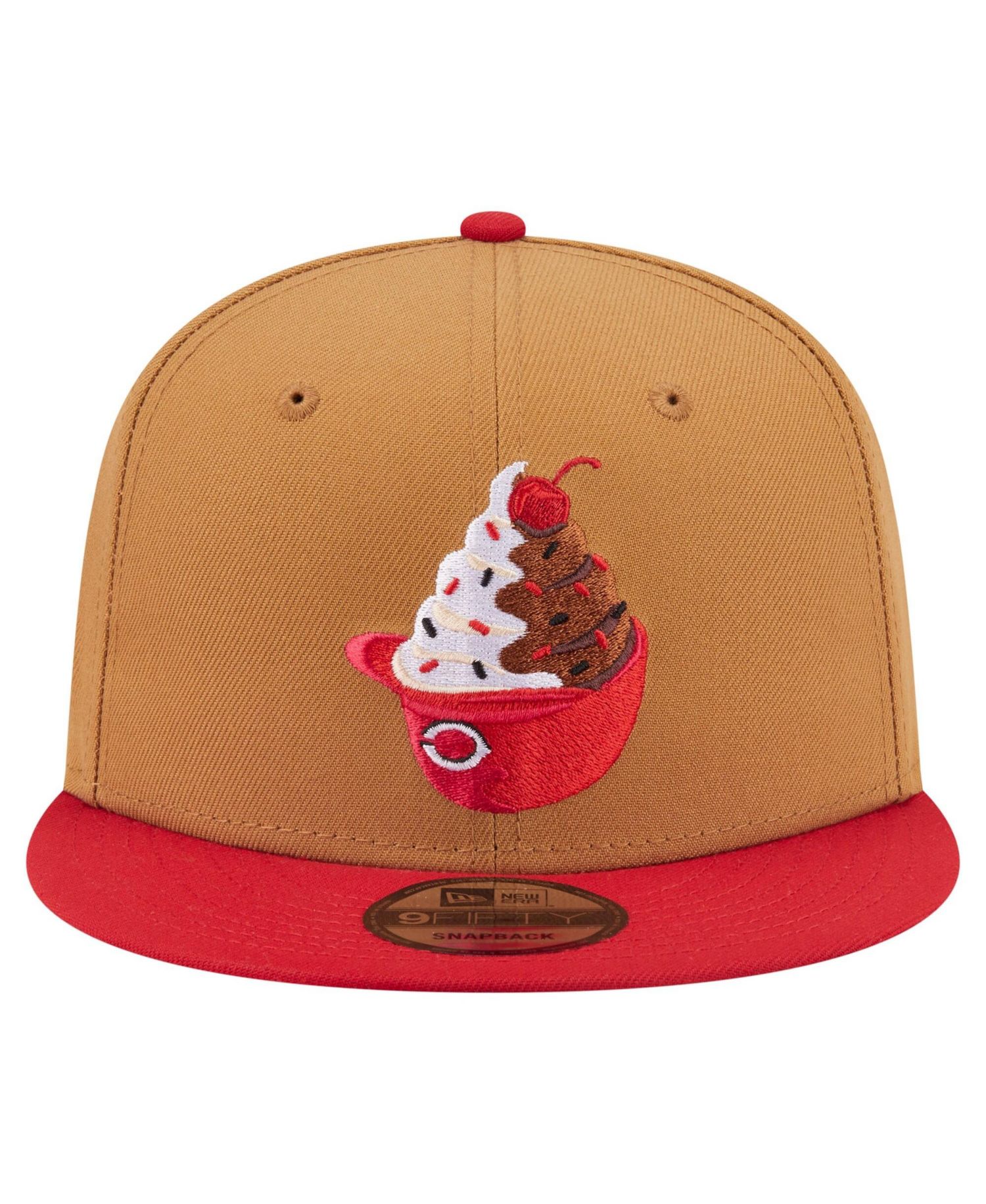 Men's Khaki/Red Cincinnati Reds Ice Cream 9FIFTY Snapback Hat