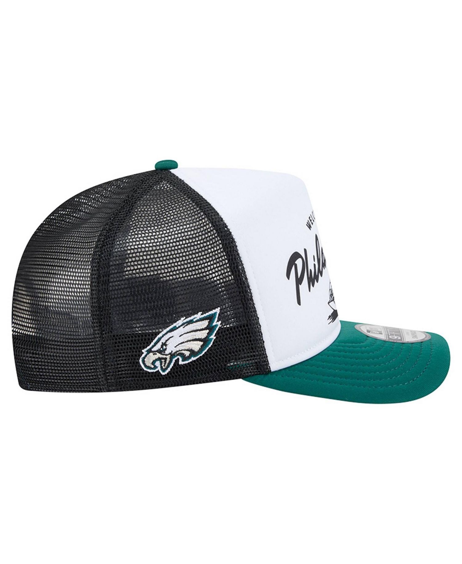 Men's White/Midnight Green Philadelphia Eagles Foodie 9FIFTY A-Frame Trucker Snapback Hat