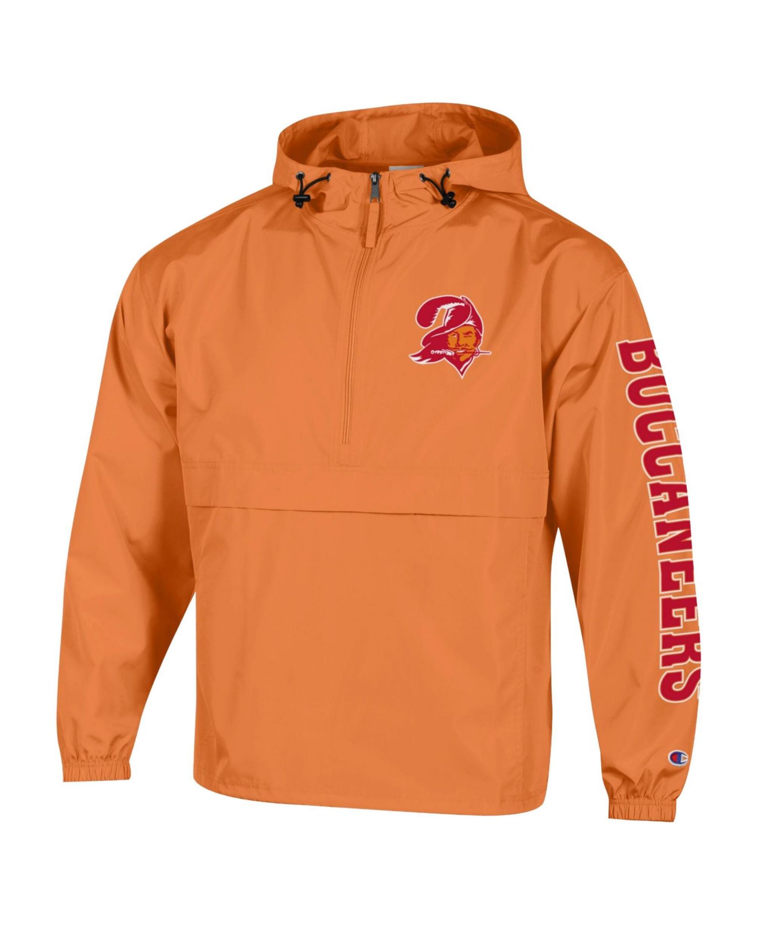 Men's Orange Tampa Bay Buccaneers Packable Hooded Windbreaker Half-Zip Jacket