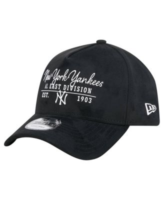 Men's Black New York Yankees Script Text 9FORTY A-Frame Adjustable Hat