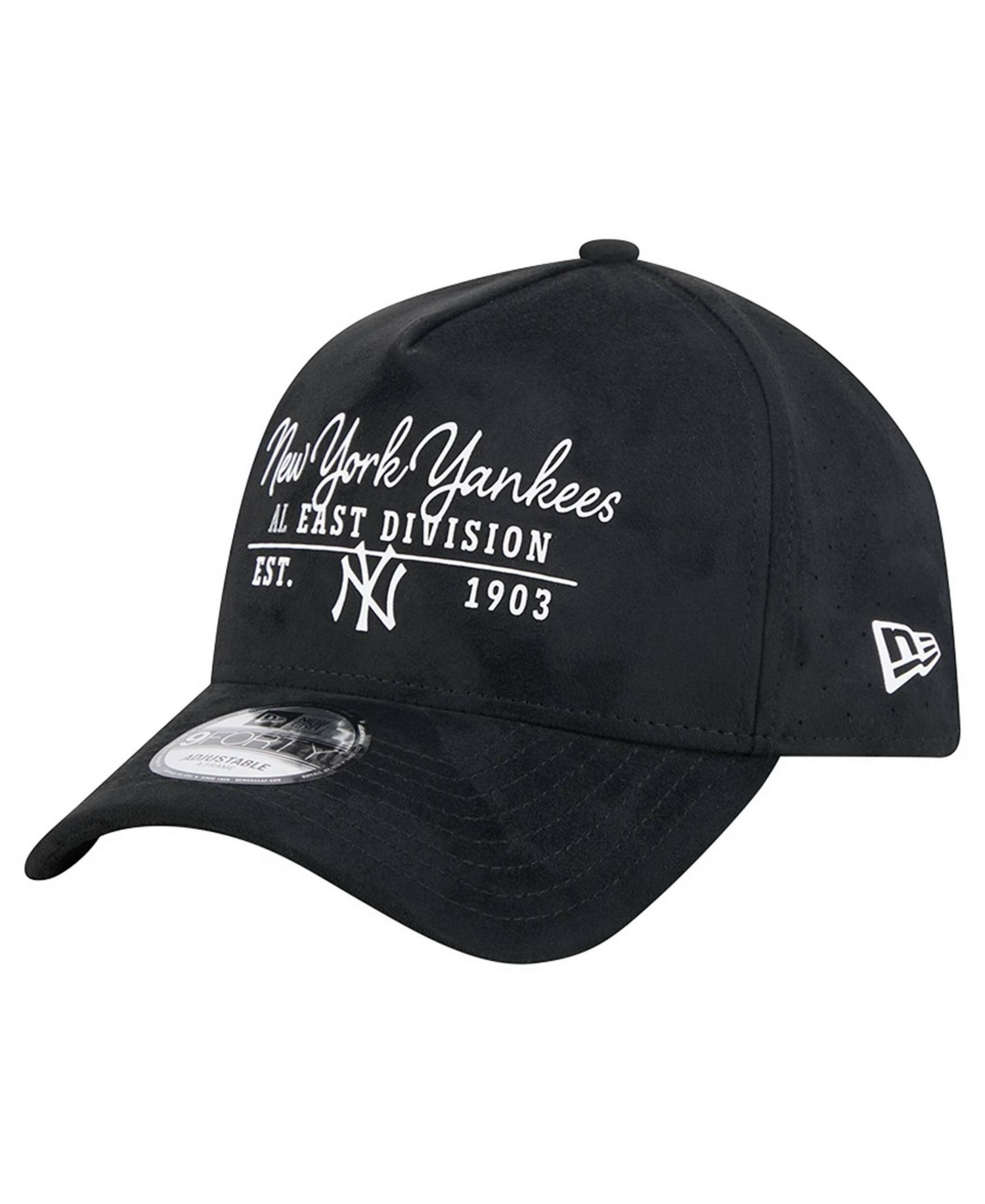 Men's Black New York Yankees Script Text 9FORTY A-Frame Adjustable Hat
