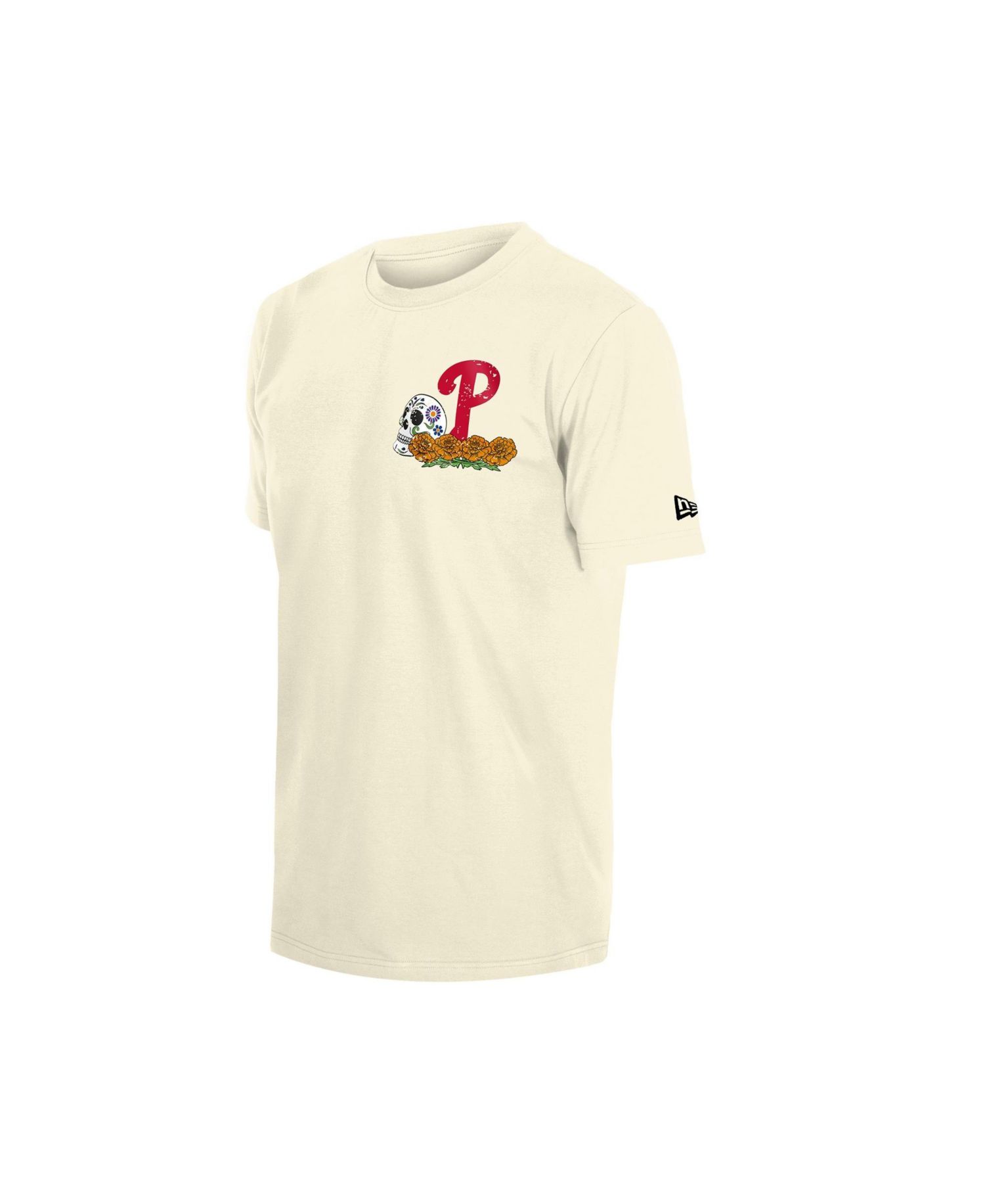 Men's Natural Philadelphia Phillies Dia de los Muertos Sugar Skull T-Shirt