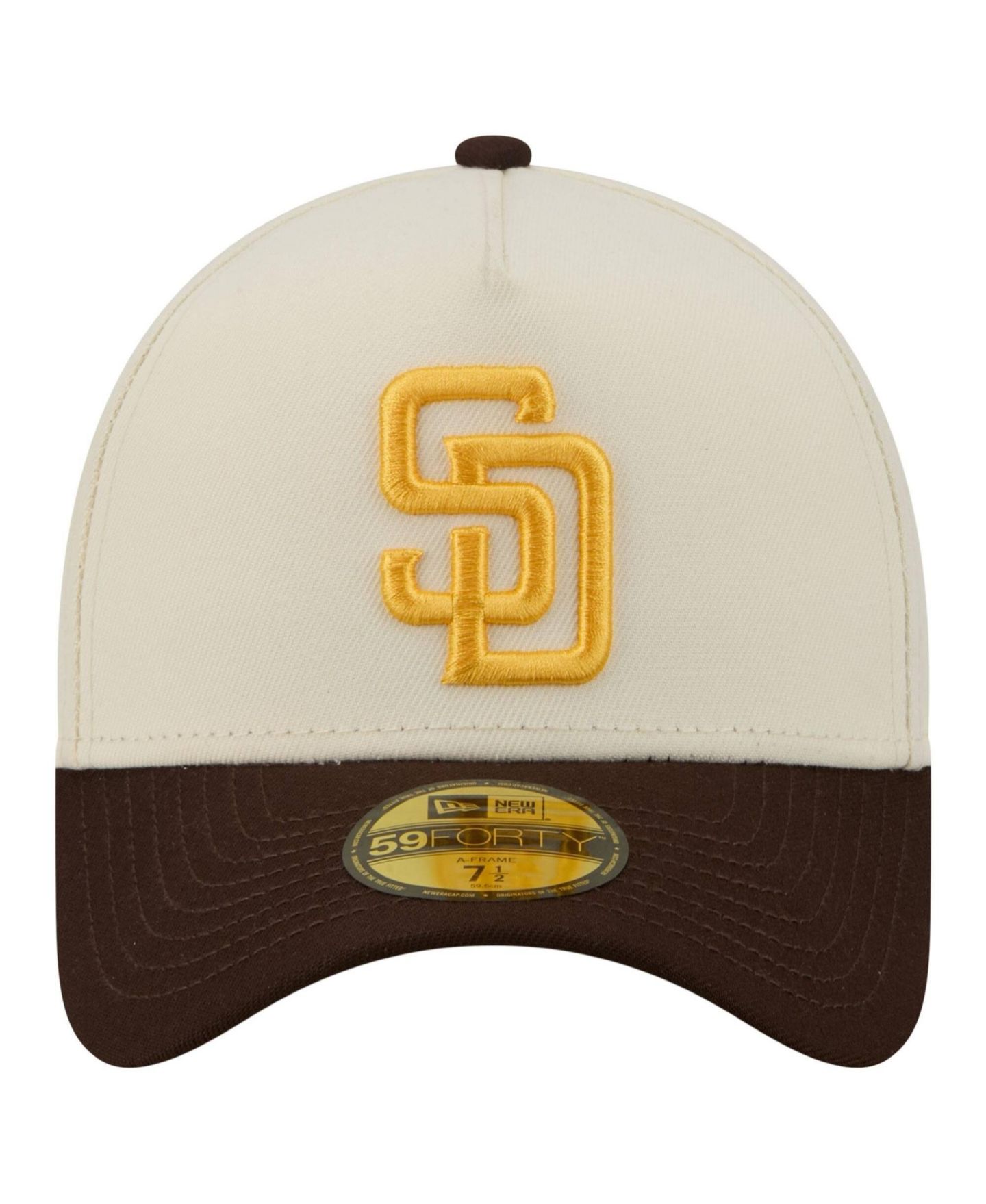 Мужская кепка New Era Cream San Diego Padres Chrome A-Frame 59FORTY Fitted Hat — фото 2