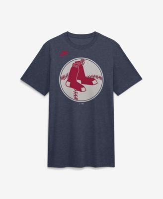 Men's Heather Navy Boston Red Sox Cooperstown Logo Tri-Blend T-Shirt