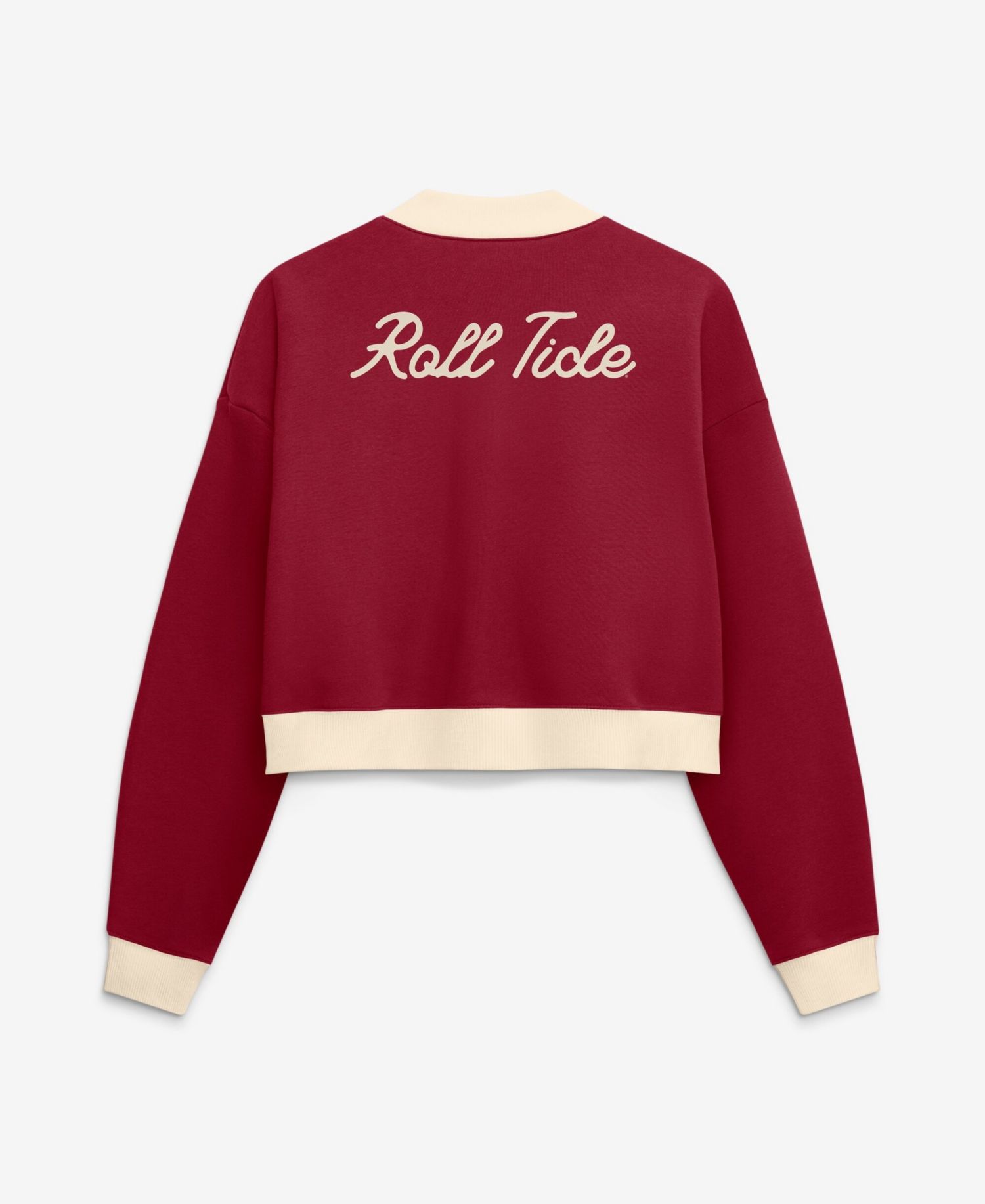 Women's Alabama Crimson Tide Full-Zip Oversized Fleece Cropped Bomber Jacket