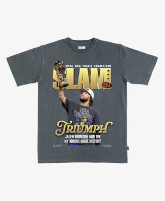 Slam Men's and Women's Jalen Brunson Charcoal New York Knicks 2026 NBA Finals Champions Cover T-Shirt