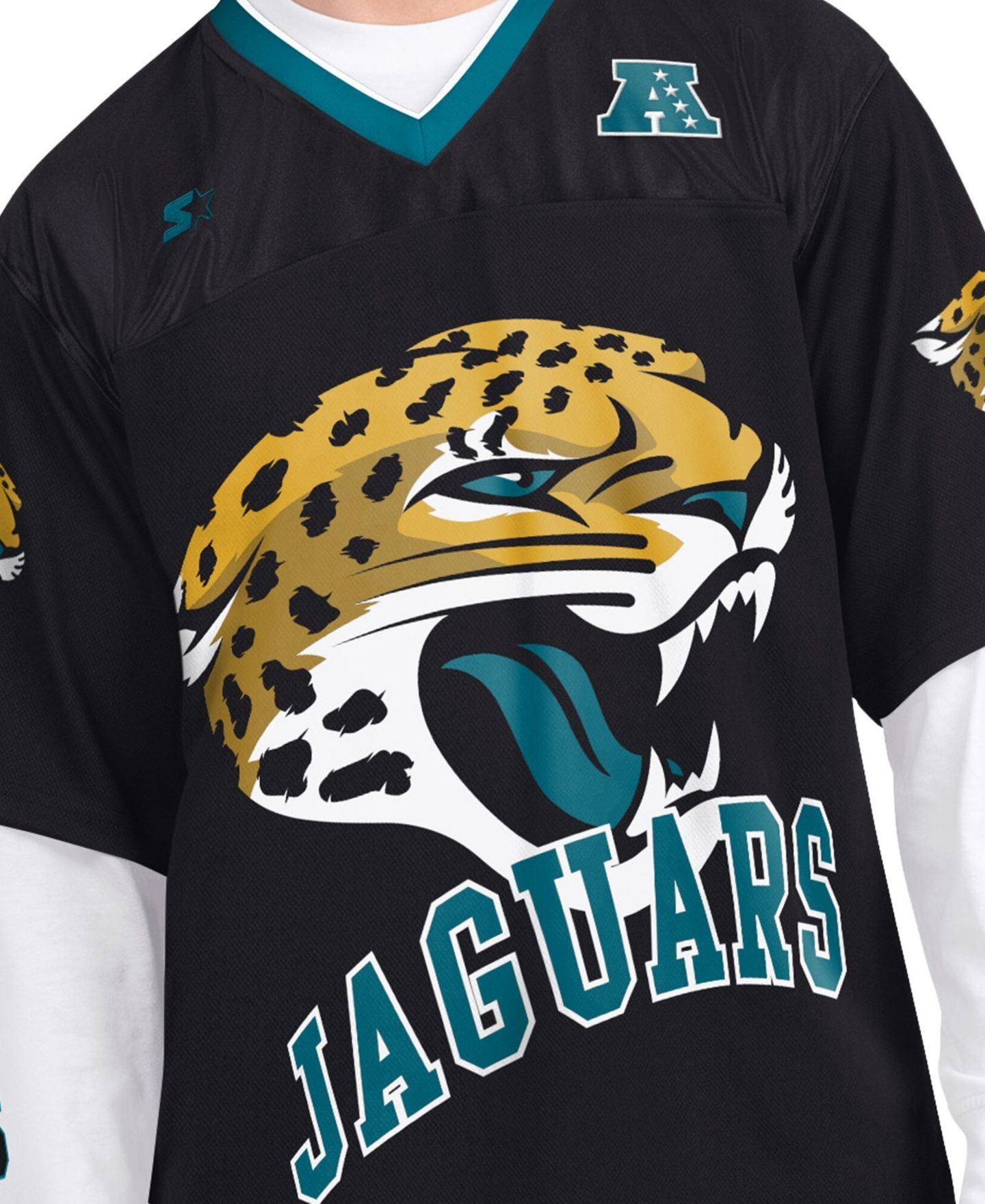 Мужские футболки Starter Black/White Jacksonville Jaguars Short Sleeve Long Sleeve Combo Pack — фото 5