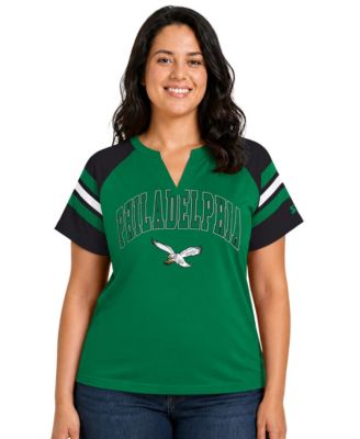 Plus Size Philadelphia Eagles Throwback Game On Notch Neck Raglan T-Shirt