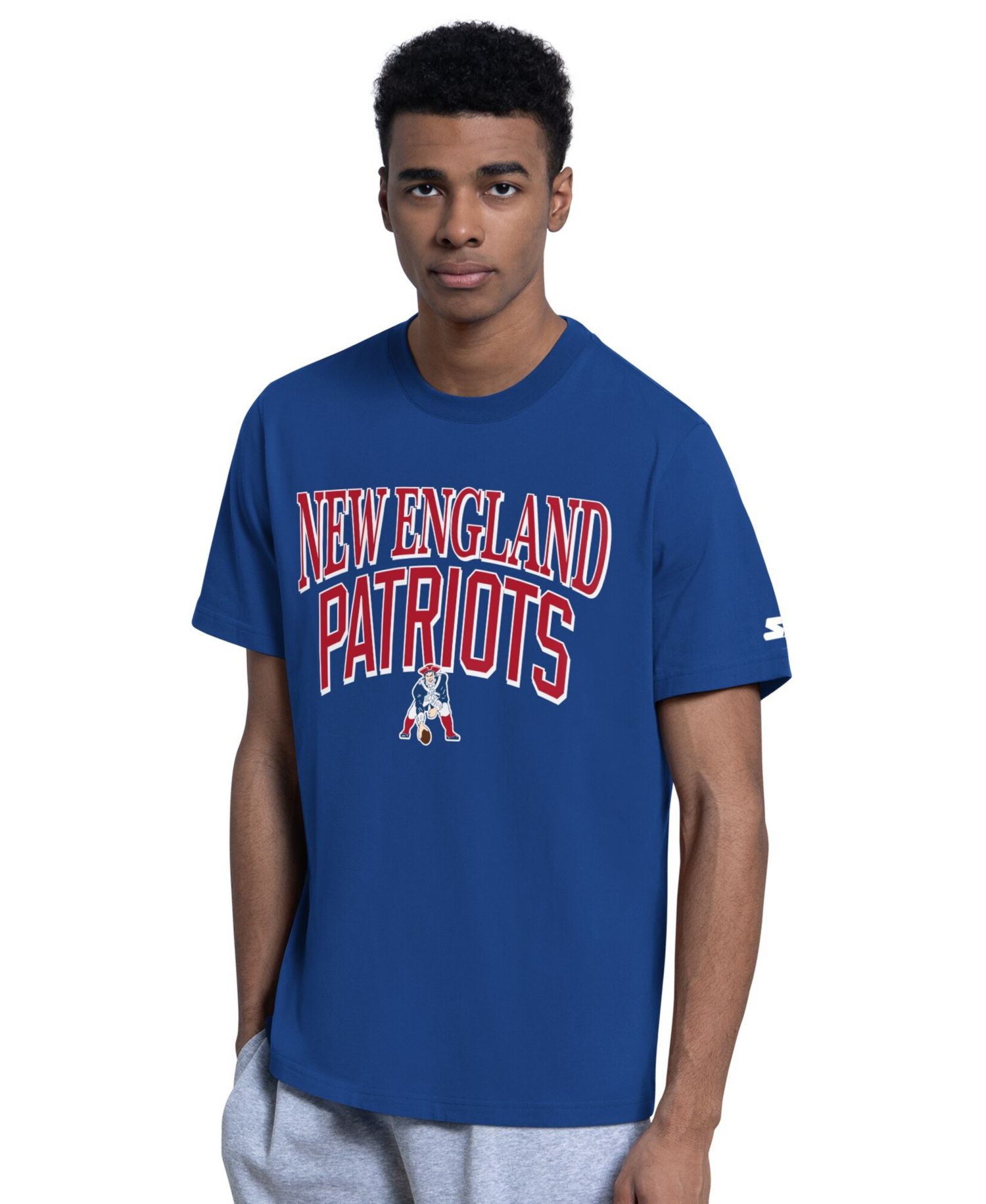 Men's Royal/Heather Gray New England Patriots Two-Pack Throwback Logo T-Shirt Set