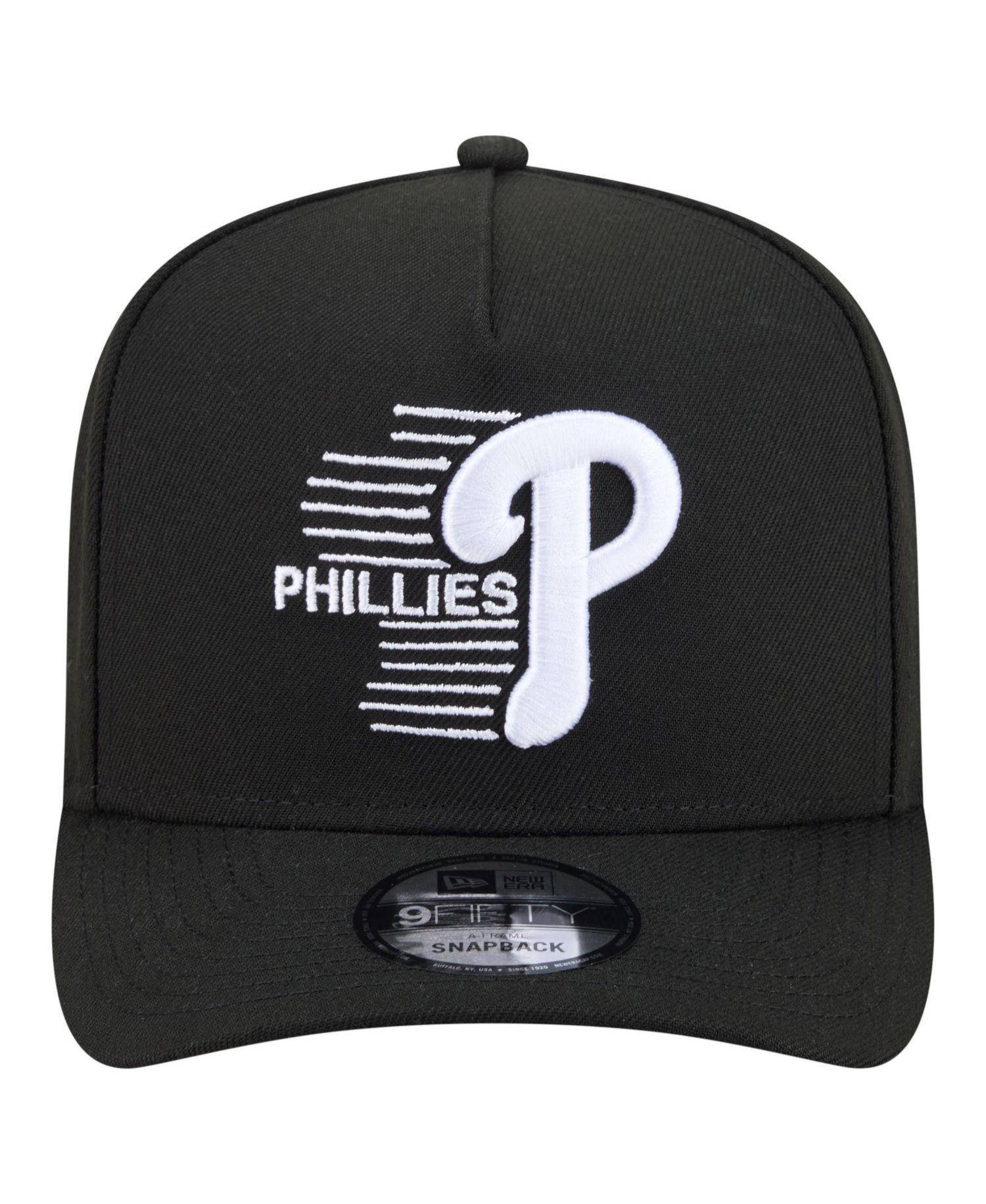 Men's Black Philadelphia Phillies Motion A-Frame 9FIFTY Snapback Hat