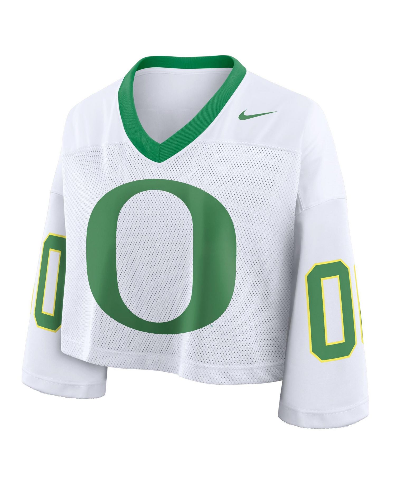 Women's White Oregon Ducks Oversized Logo Cropped Fashion Jersey