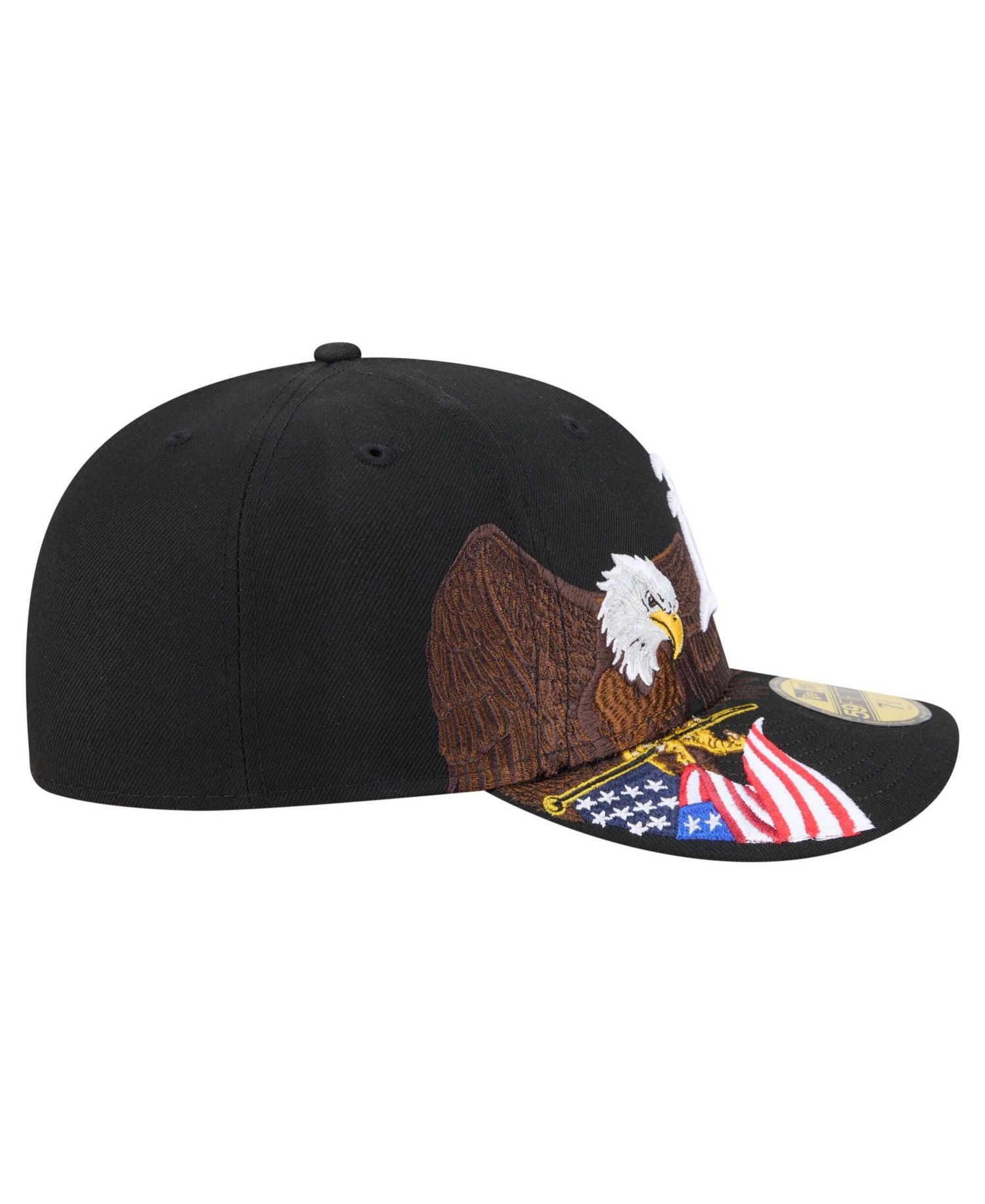 Men's Black Athletics Americana Bald Eagle Pre-Curved 59FIFTY Fitted Hat