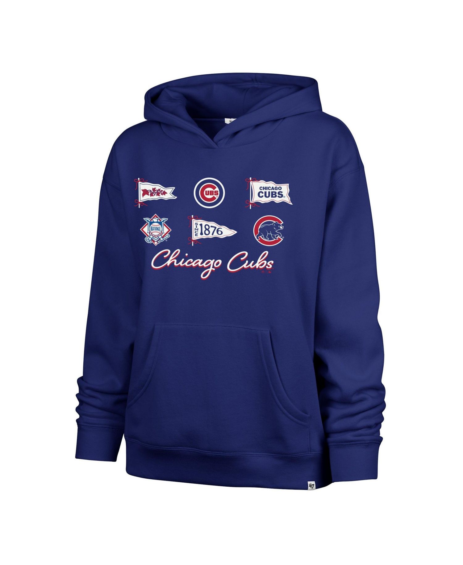 Women's Chicago Cubs Bow Banners Naomi Graphic Pullover Hoodie
