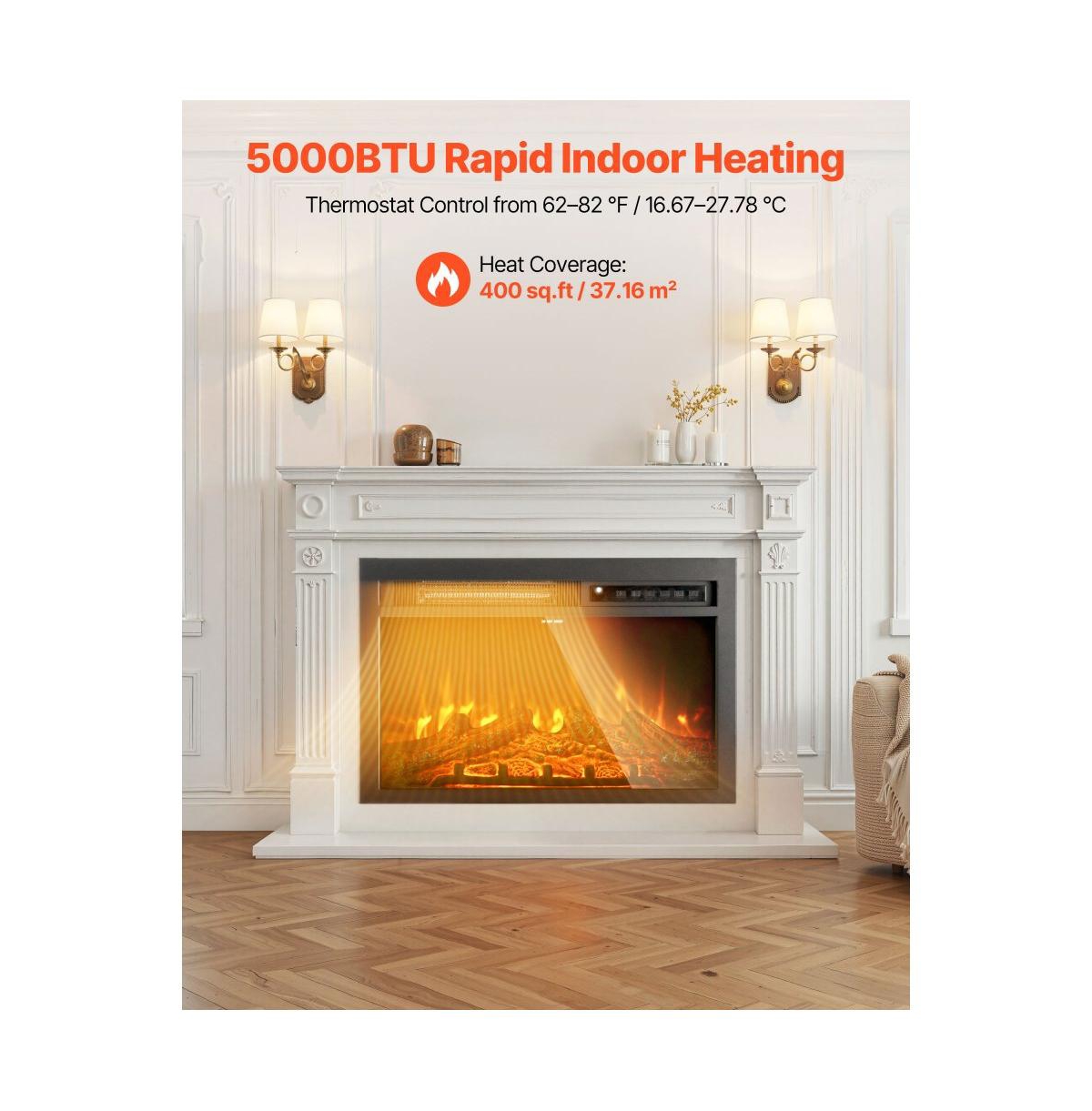 Slickblue Electric Fireplace Insert 5000 Btu Wall Mounted Heater with Adjustable Flame and Remote