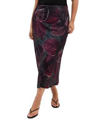 Women's Plus Size Sienna Orchid Print Midi Skirt