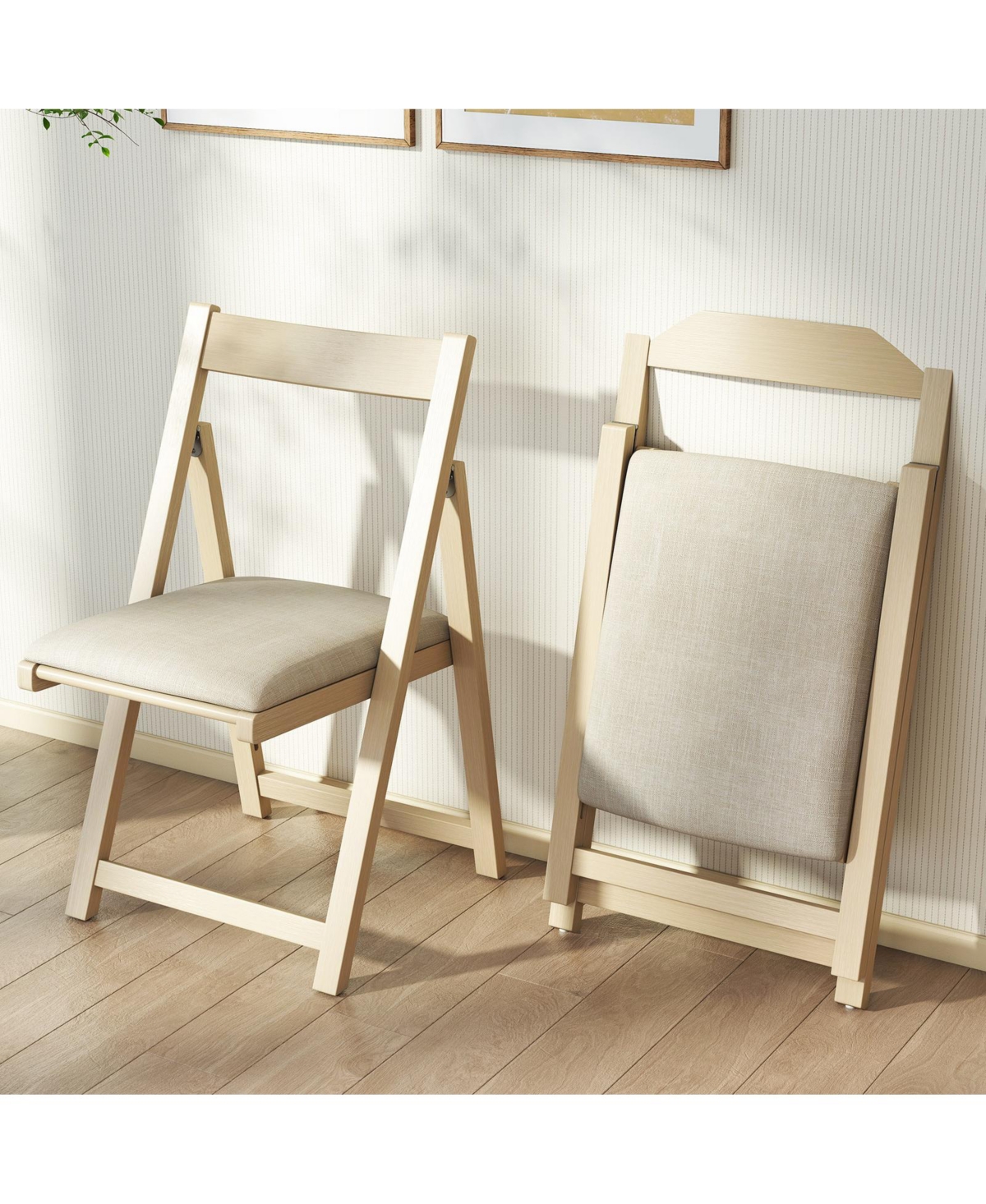 Gouun Folding Upholstered Dining Chairs Set of 4 with Curved Backrest, 330 lb Each