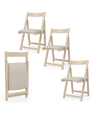 Folding Upholstered Dining Chairs Set of 4 with Curved Backrest, 330 lb Each
