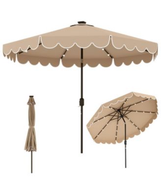10-Foot Solar LED Patio Umbrella with Push-Button Tilt