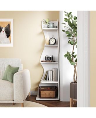 5-Tier Wavy Corner Bookshelf with Curved Design
