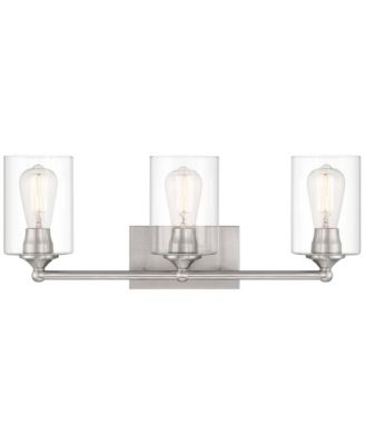 Billings Modern Wall Light Brushed Nickel Hardwired 24" 3-Light Fixture Clear Glass Cylinder Shades for Bedroom Bathroom House