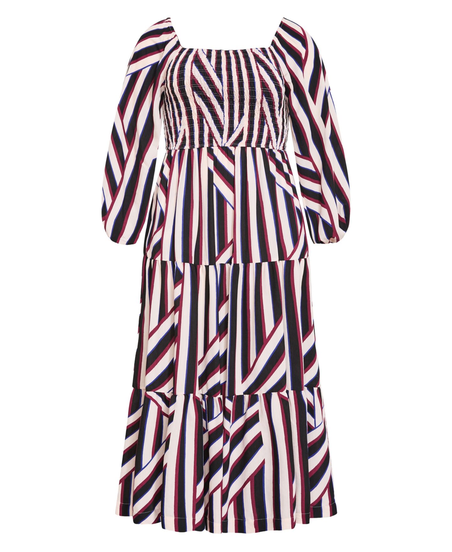 Женское платье CITY CHIC Plus Size Long-Sleeve Stripe Shirred Maxi, цвет: Полосатый — фото 4