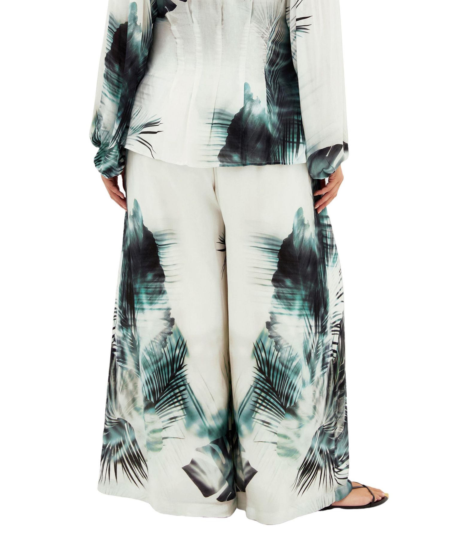 Plus Size Piper Palm Print Wide Leg Pant