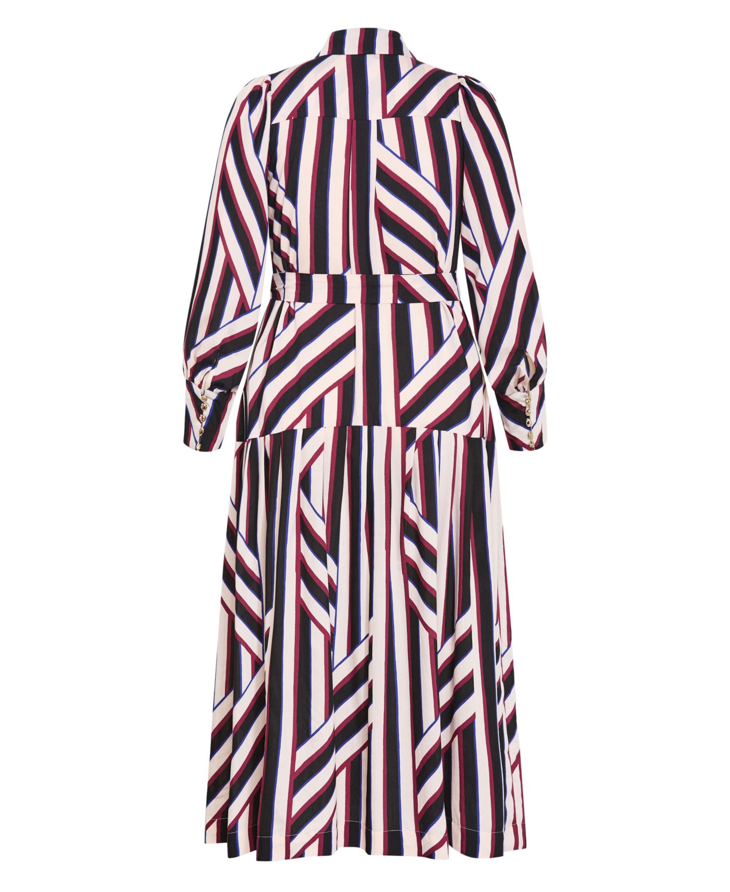 Plus Size Timeless Stripe Long-Sleeve Shirt Dress