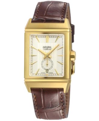 Men's Swiss Made Time Square Swiss Automatic  Italian Leather Strap Watch