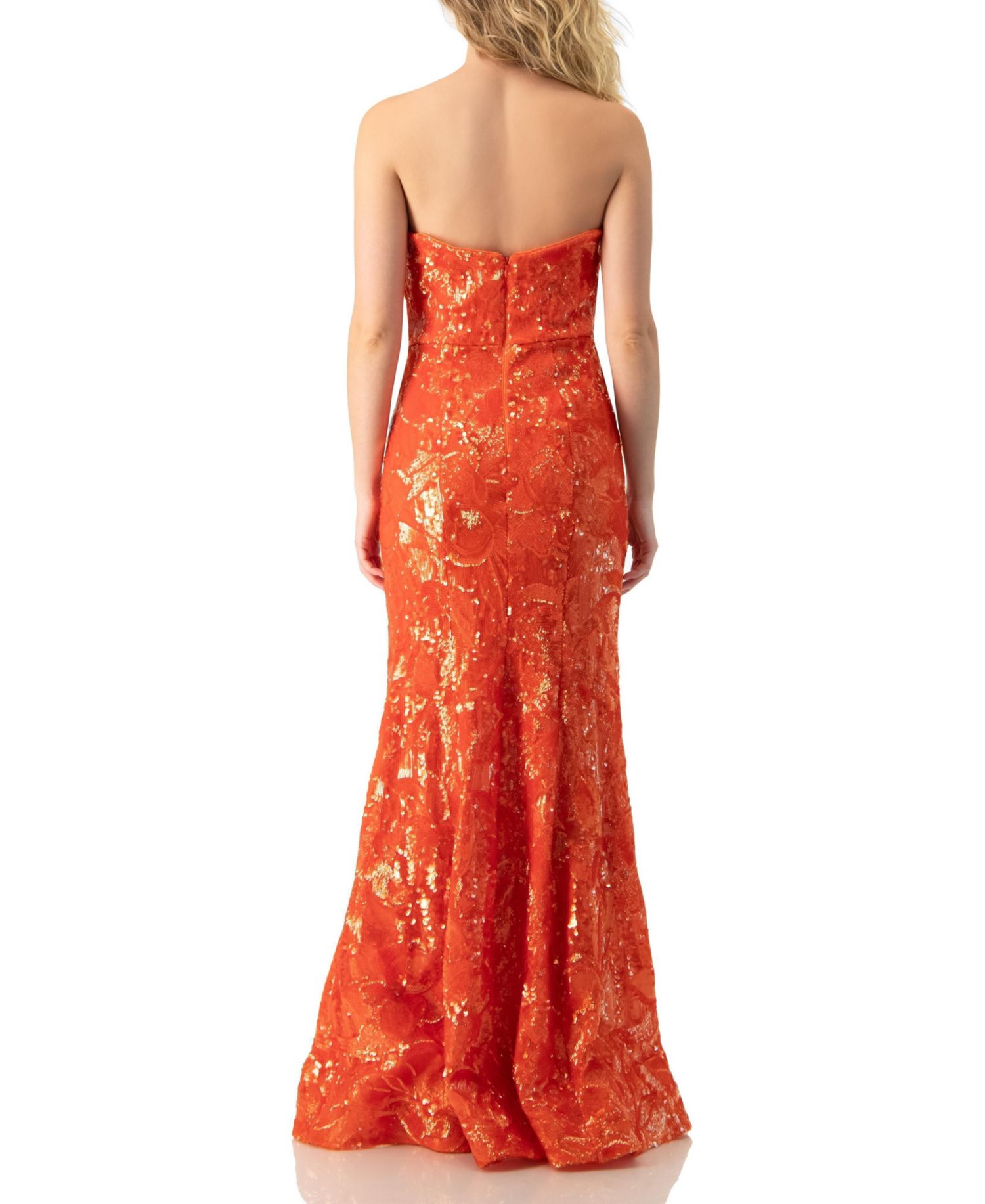 Women's Strapless Sequin Floral Gown