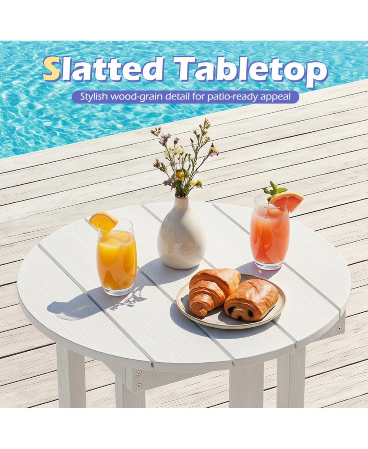 Sugift Hips Adirondack Side Table with Weather-Resistant Waterproof Top