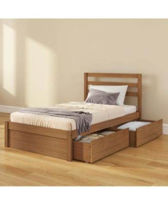 Bear Twin Single Bed With Underbed Storage Drawers, Oak Embossed Pecan