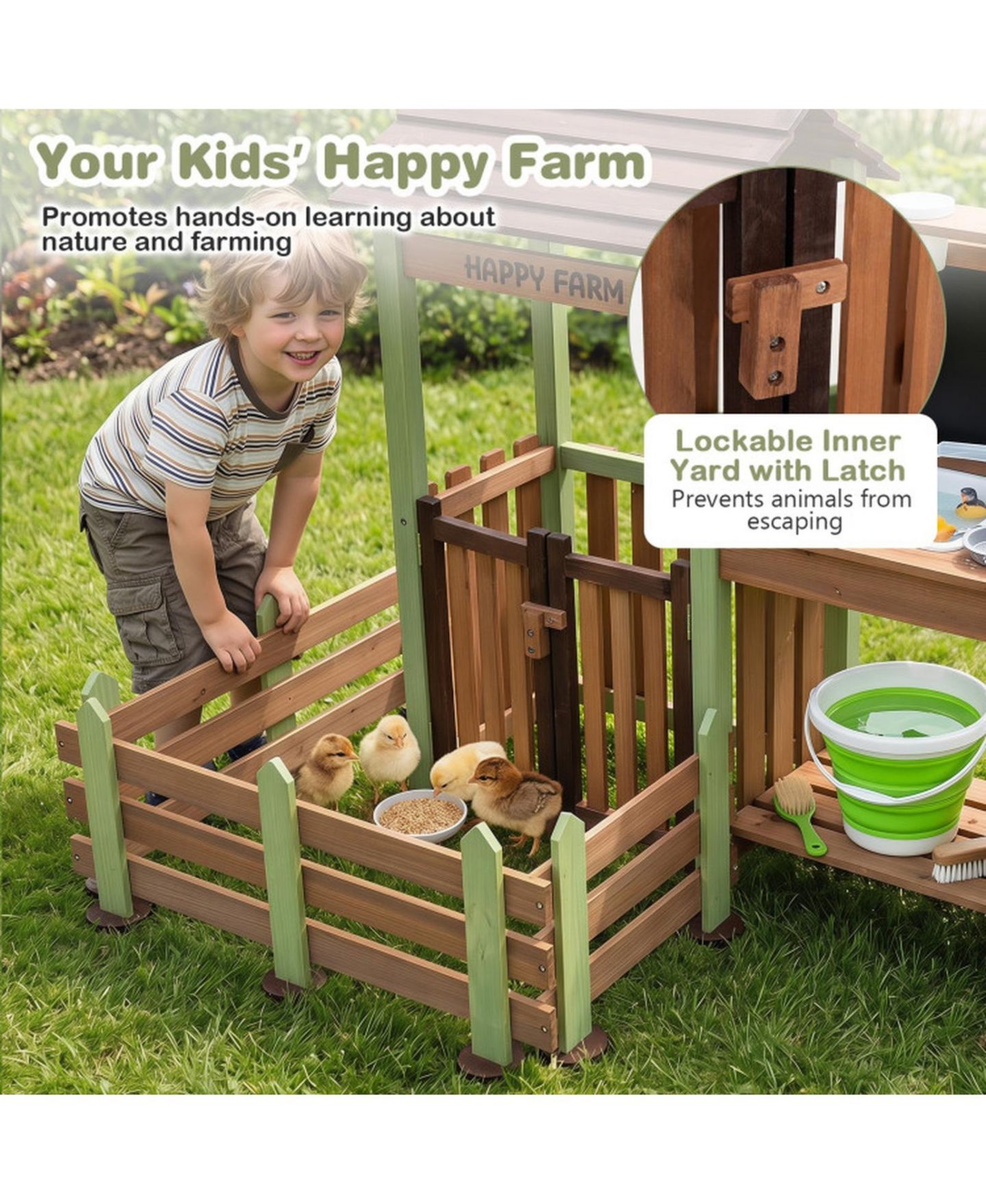 Детский игровой набор SUGIFT Mud Farm Fir Wood Planter Box Playset, Ages 3+, цвет: Коричневый — фото 9