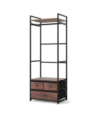 Clothes Rack with 3 Fabric Drawers Shelves Side Hooks and Metal Frame