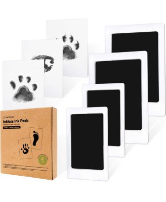 4package Inkless Ink Pad for Baby Hand and Footprint Kit, Clean Touch Dog Paw, Dog Nose Print Kit, Baby and Pet Safe