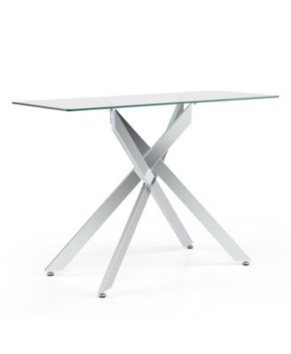 Modern Glass Console Table with 8mm Tempered Glass Top Entryway Table
