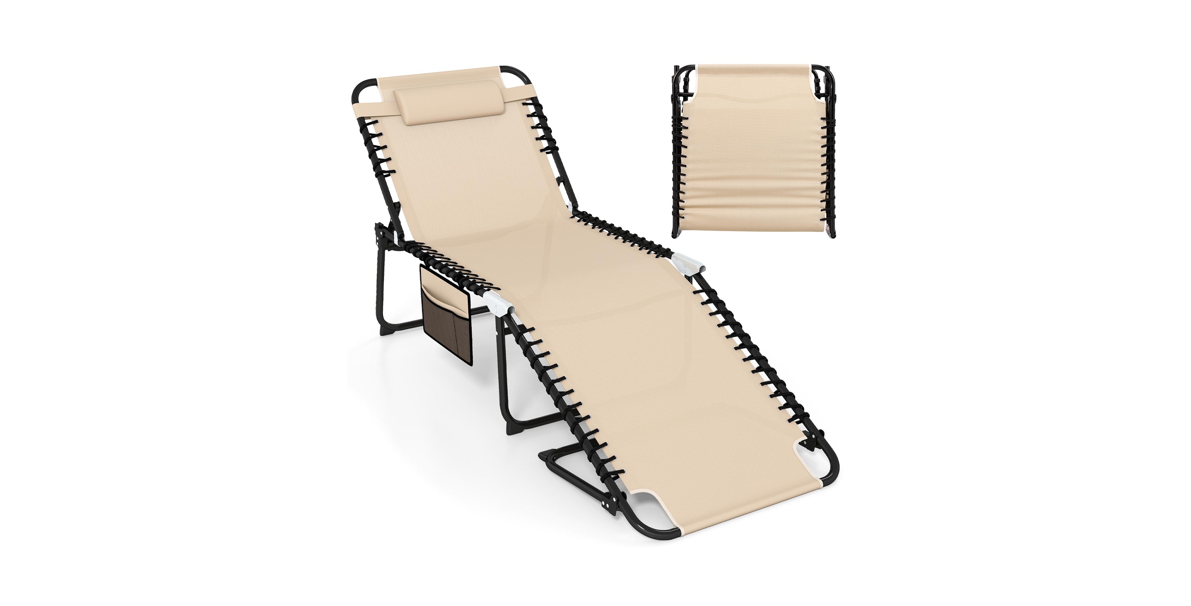 Slickblue 4 Position Folding Lounge Chaise with Adjustable Backrest and Footrest