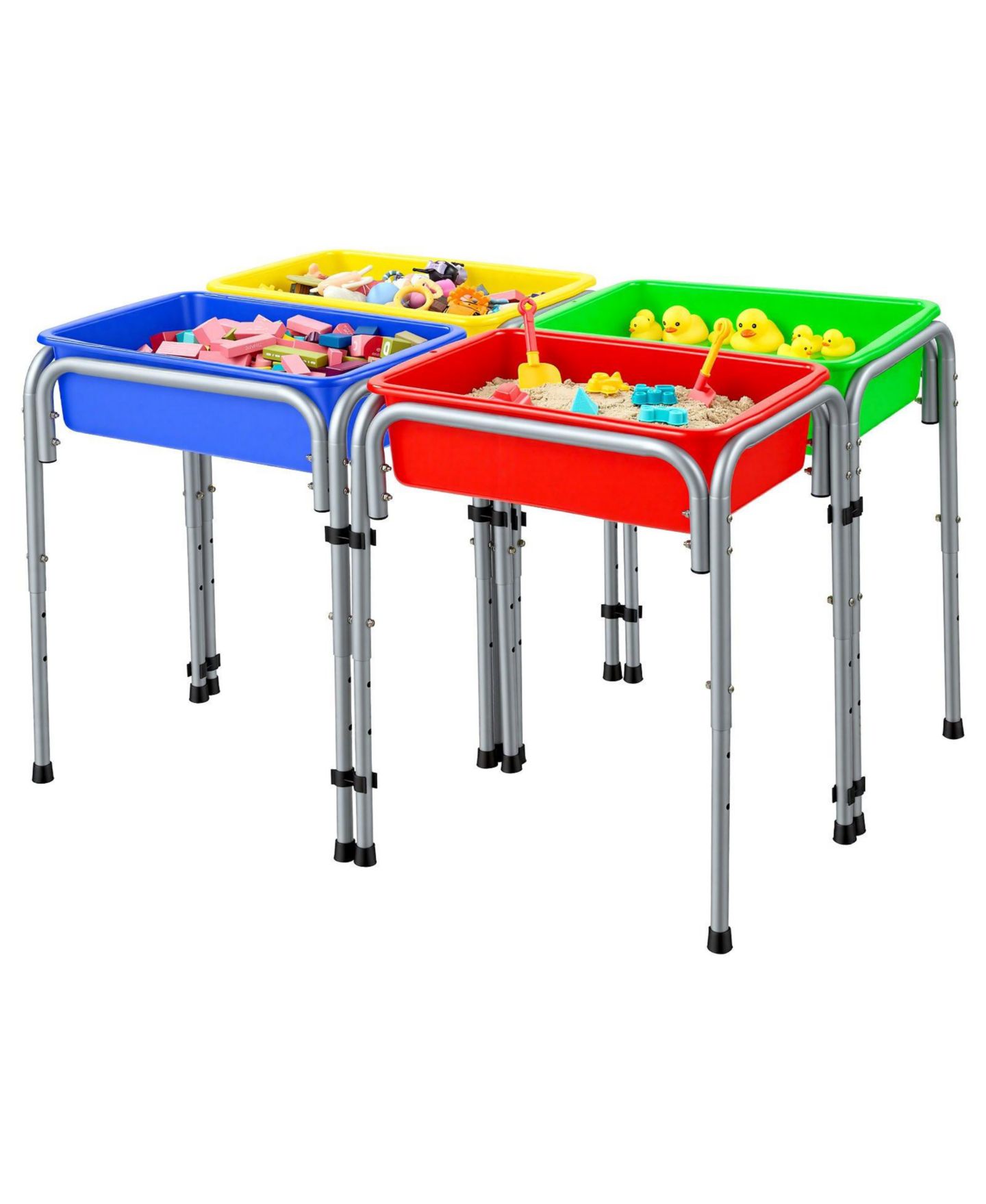 Детские игрушки HONGGE 4 Station Height-Adjustable Sand and Water Play Table, 4-Piece, Ages 3-6, цвет: Серебристый — фото 10