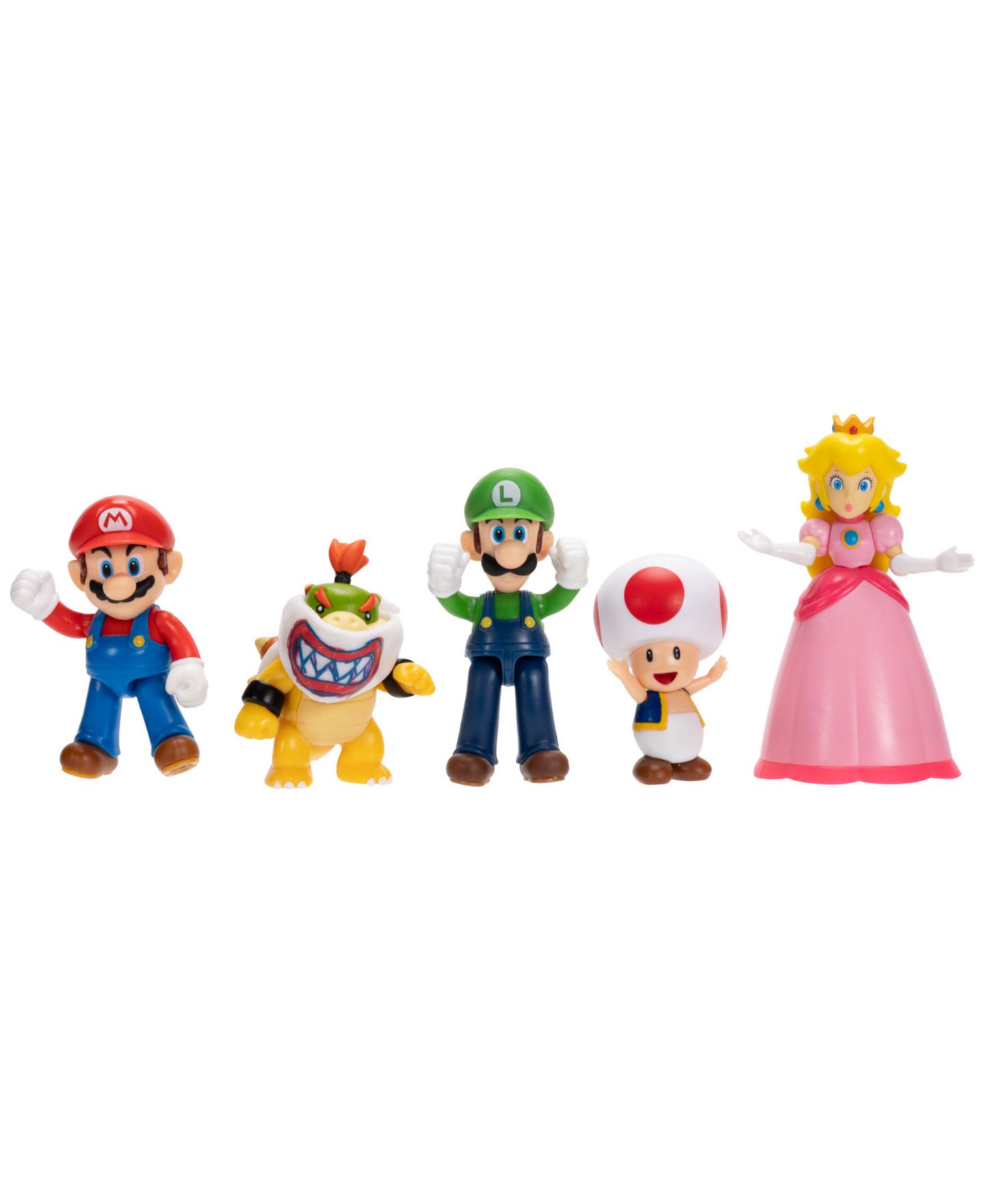 Детские фигурки SUPER MARIO Mario, Luigi, Princess Peach, Toad & Bowser Jr. 2.5" 5-Pack Action Figures, Ages 3+ — фото 3