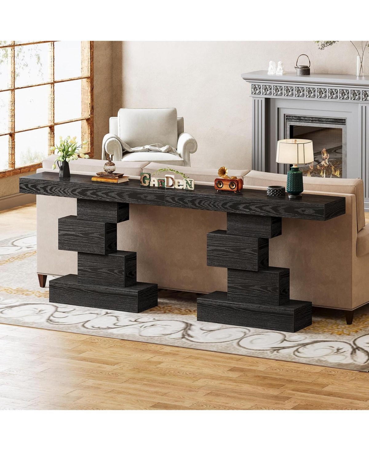 Tribesigns Farmhouse Console Table, 42.5-Inch Narrow Wood Sofa Table Behind Couch, Industrial Entryway Accent