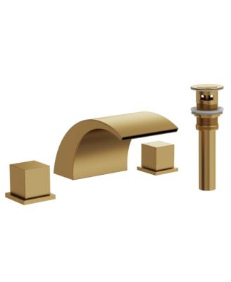 Widespread Bathroom Faucet 3 Hole, 2-handle Waterfall Sink Faucet with Drain Assembly and Overflow